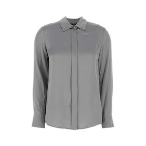 Mm Studio Women Powder Blue Stretch Satin Baden Shirt